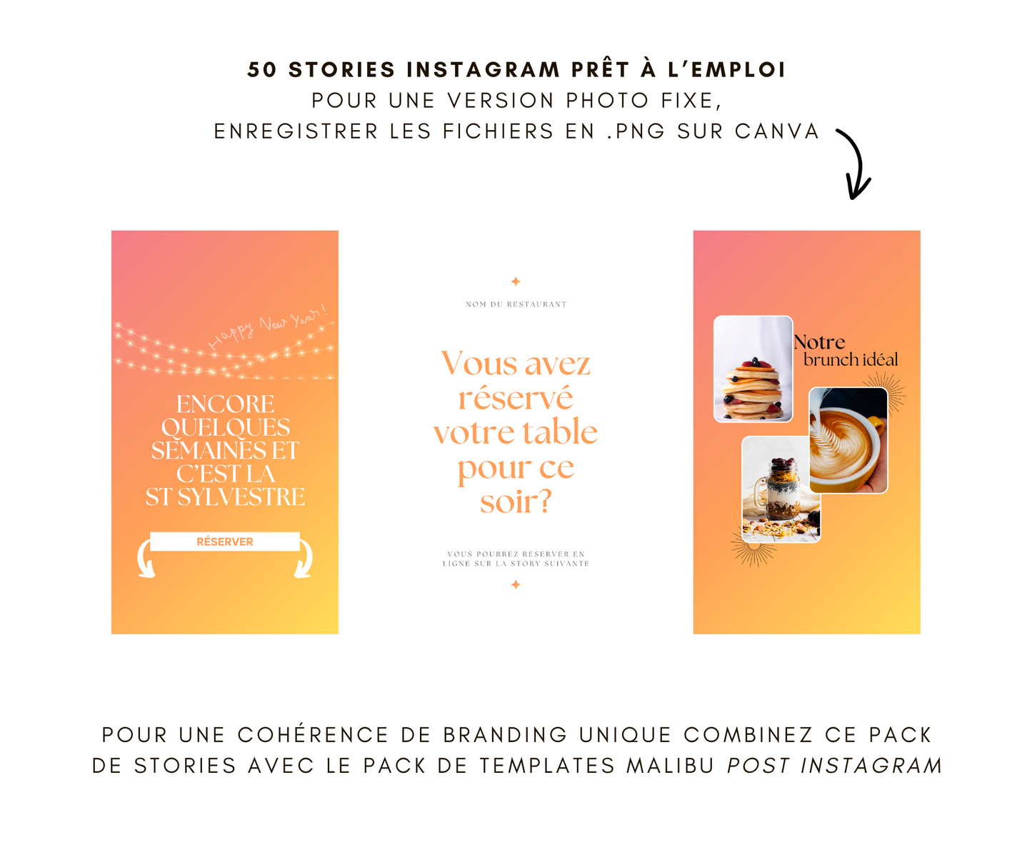 TEMPLATE BUNDLE pour story Instagram - 50 templates animés - modifiables sur Canva - MALIBU STORY